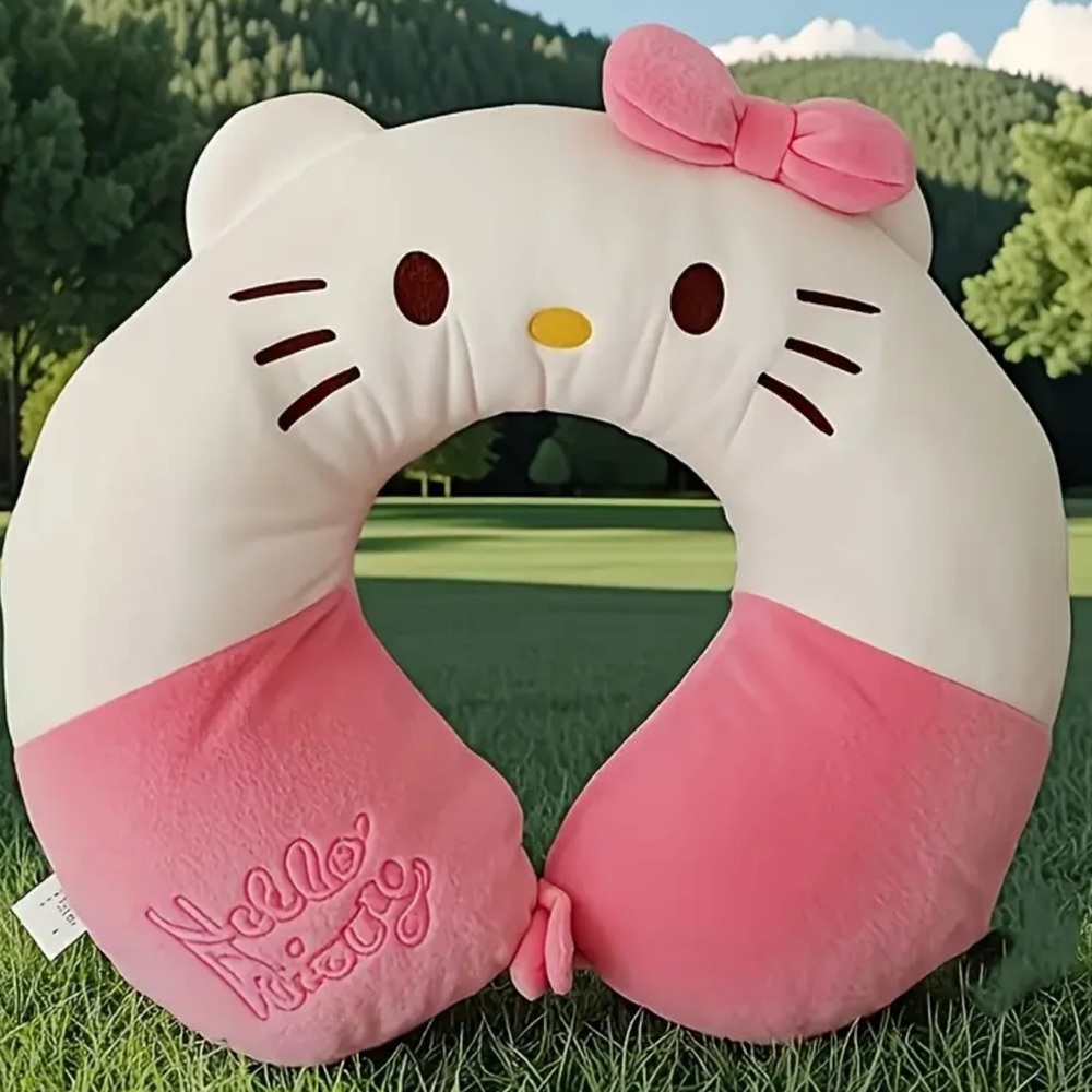 Hello Kitty Pink and White Plush Neck Pillow